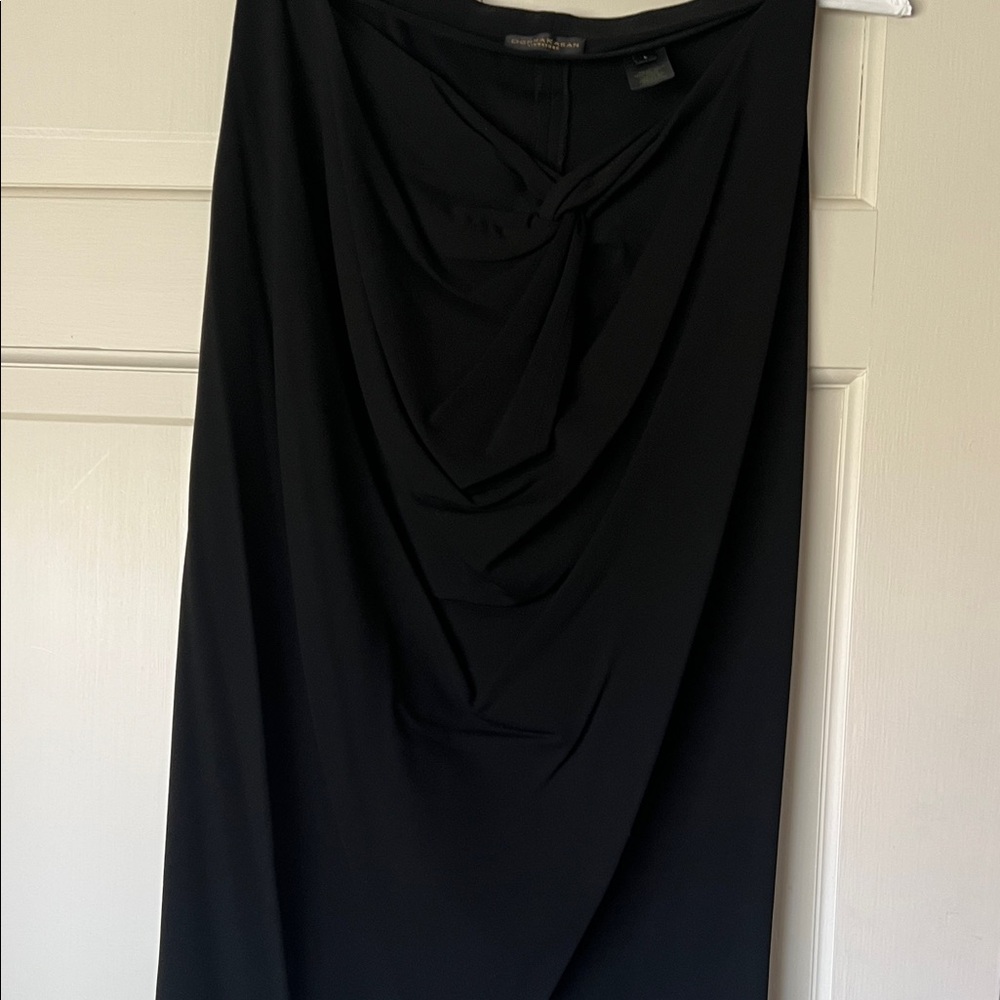 Escada Black Draped Maxi Skirt with Twist Detail